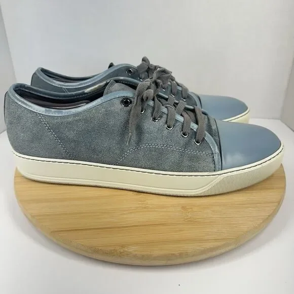 Lanvin DBB1 Suede And Patent Leather Sneakers Shoes Men's Size 12EU 13US Gray - Picture 6 of 15